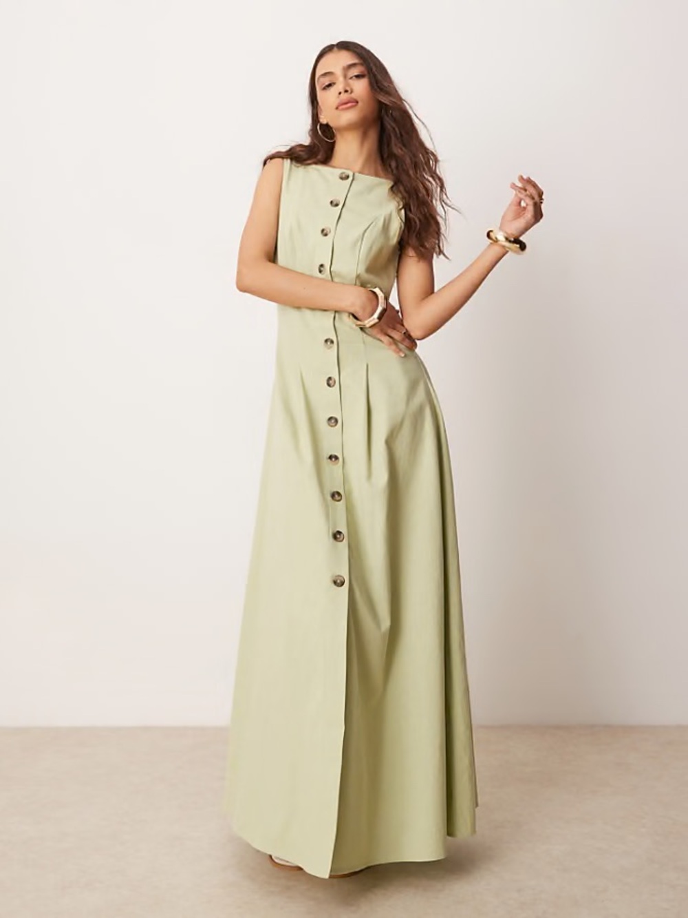 ASOS Sage Green Button Down Maxi Dress